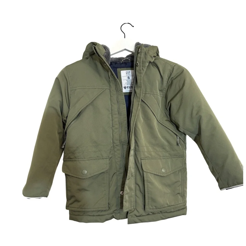 GAP Kids Boys Girls Army Green Warmest Water Resistant Parka Jacket Size S‎